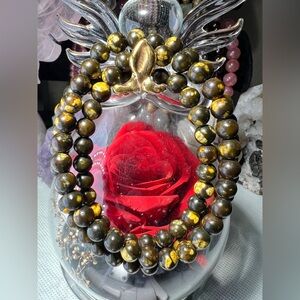 6+mm Bumblebee Jasper 3 laps Beaded Bracelet Necklace Natural Crystal Quartz 20”